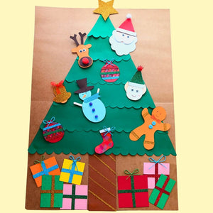 Dusplaying the completed my Christmas tree craft made by kids from Let's Craft Box NZ