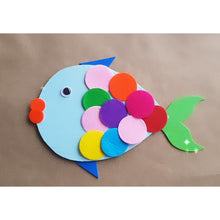 Load image into Gallery viewer, Colourful felt fish craft for kids placed on a brown surface 